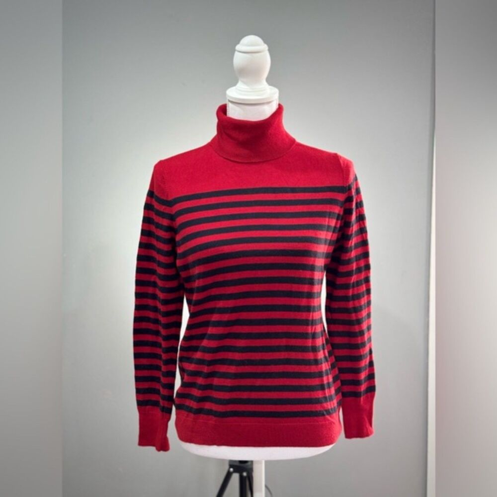 SALE! Red/Black Talbots Striped Turtleneck Size MP EUC